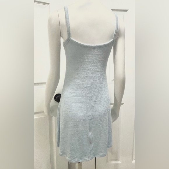 Aritzia Wilfred Free Dress Stretchy Rayon Blend Baby Blue Sleeveless Size Medium - Picture 4 of 8